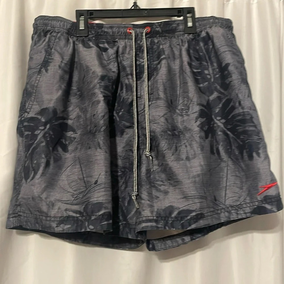 Speedo Swim Shorts xl Trunks Hawaiian Gray Red accents Great Condition mens - Picture 10 of 11